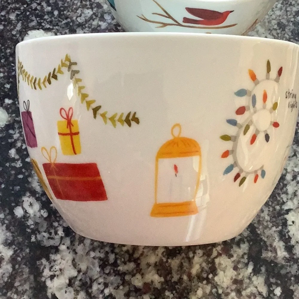Crate&Barrel Holiday Ceramic Bowls - set of 3
